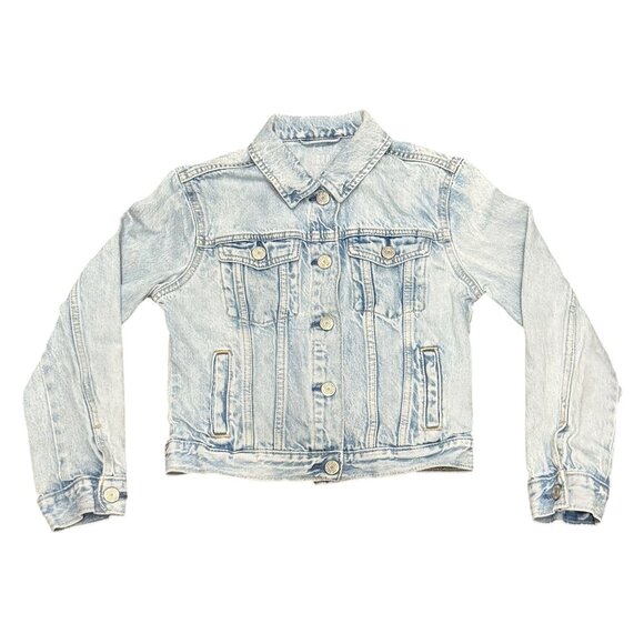 Gap Kids Denim Jacket Light Wash Size L 100% Cotton Classic Snap Button - Picture 1 of 5